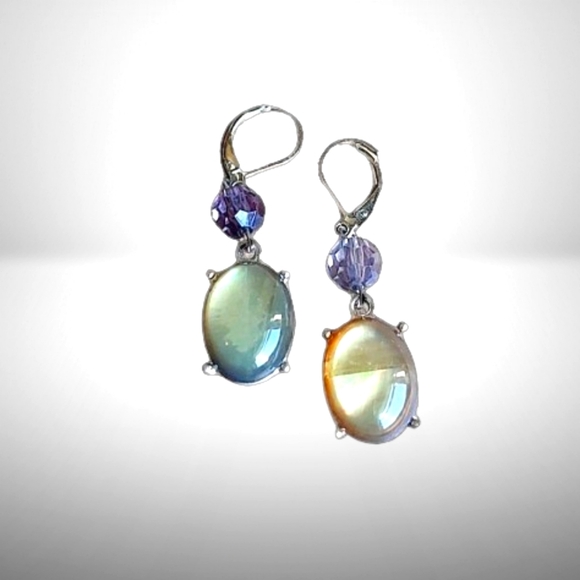 Premier Designs Purple and Gray Moonstone Earrings - Picture 1 of 2